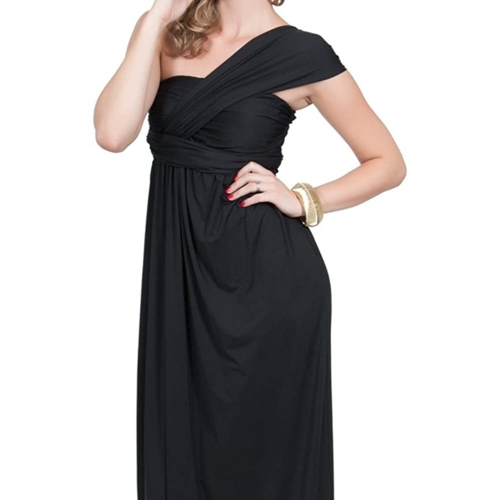 KOH KOH Women's Long One Shoulder Grecian Flowy Cocktail Evening Maxi Dress.